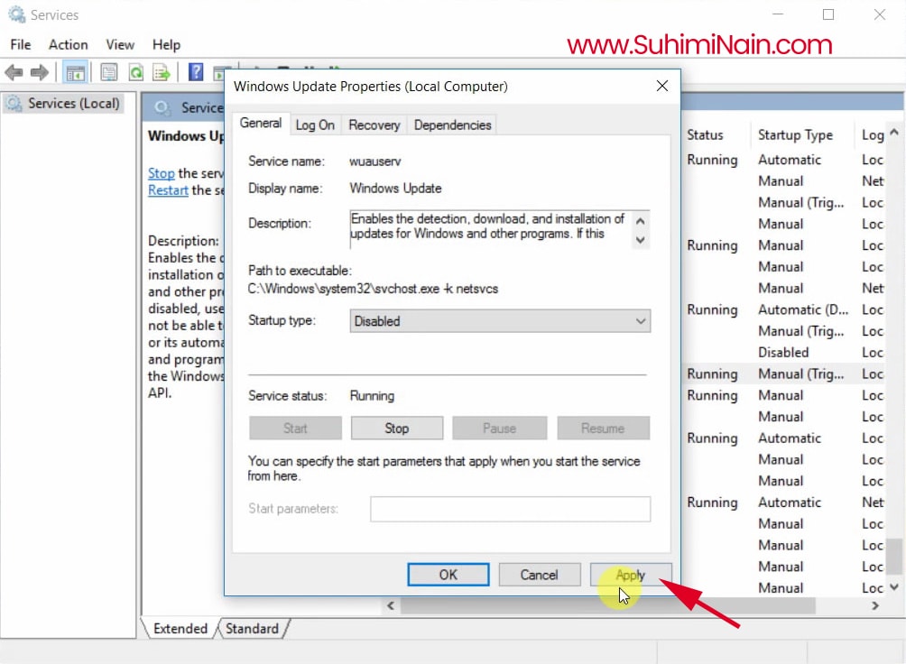 cara disable windows 10 update